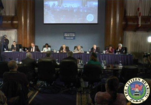 The Citizen Hearing on Disclosure is held in Washington, DC at the National Press Club on April 29, 2013.
